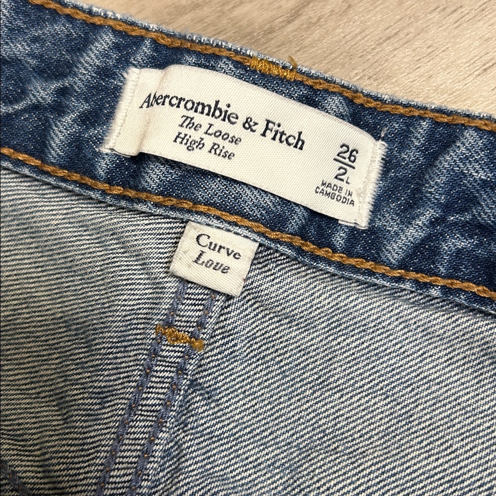Abercrombie & Fitch Curve Love Denim | The Loose High Rise Raw Hem Jeans | Sz 2L - Picture 7 of 9